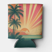 Retro/ tropische/Hawaïaanse zonsondergang Blikjeskoeler (Voorkant)