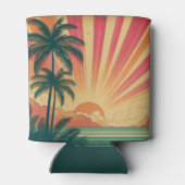 Retro/ tropische/Hawaïaanse zonsondergang Blikjeskoeler (Achterkant)