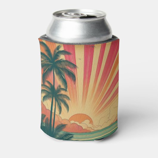Retro/ tropische/Hawaïaanse zonsondergang Blikjeskoeler (Blikje Achterkant)