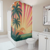 Retro/ tropische/Hawaïaanse zonsondergang Douchegordijn (In situ)
