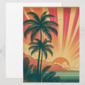 Retro/ tropische/Hawaïaanse zonsondergang Feestdagenkaart (Voorkant / Achterkant)
