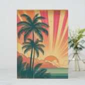 Retro/ tropische/Hawaïaanse zonsondergang Feestdagenkaart (Staand voorkant)