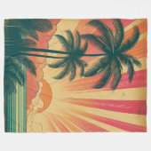 Retro/ tropische/Hawaïaanse zonsondergang Fleece Deken (Voorkant (Horizontaal))