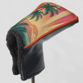 Retro/ tropische/Hawaïaanse zonsondergang Golfheadcover (3/4 voorkant)