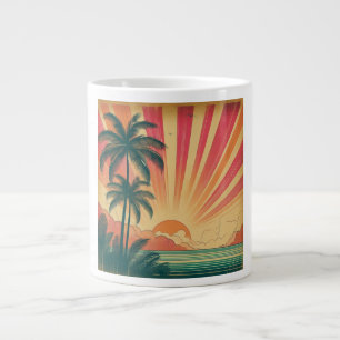 Retro/ tropische/Hawaïaanse zonsondergang Grote Koffiekop