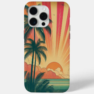 Retro/ tropische/Hawaïaanse zonsondergang iPhone 15 Pro Max Case
