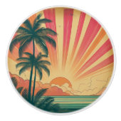 Retro/ tropische/Hawaïaanse zonsondergang Keramische Knop (Voorkant)