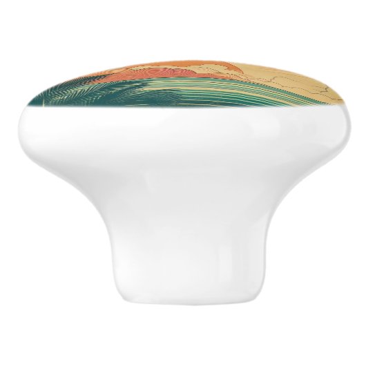 Retro/ tropische/Hawaïaanse zonsondergang Keramische Knop (Zijkant)