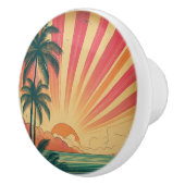 Retro/ tropische/Hawaïaanse zonsondergang Keramische Knop (Rechts)