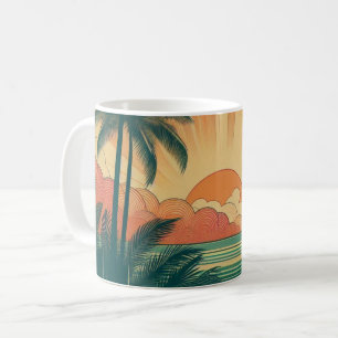 Retro/ tropische/Hawaïaanse zonsondergang Koffiemok