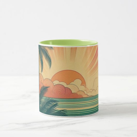 Retro/ tropische/Hawaïaanse zonsondergang Mok (Midden)