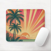 Retro/ tropische/Hawaïaanse zonsondergang Muismat (Met muis)