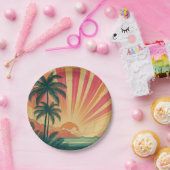 Retro/ tropische/Hawaïaanse zonsondergang Papieren Bordje (Feest)