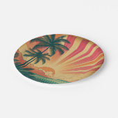 Retro/ tropische/Hawaïaanse zonsondergang Papieren Bordje (Gekanteld)