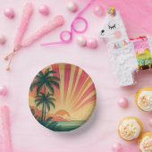 Retro/ tropische/Hawaïaanse zonsondergang Papieren Kommen (Feest)