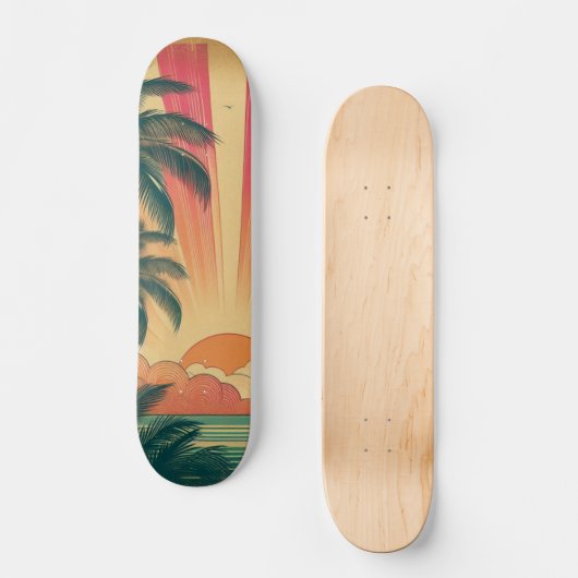 Retro/ tropische/Hawaïaanse zonsondergang Persoonlijk Skateboard (Voorkant)