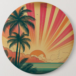 Retro/ tropische/Hawaïaanse zonsondergang Ronde Button 6,0 Cm