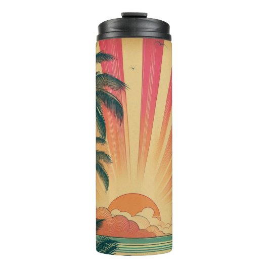Retro/ tropische/Hawaïaanse zonsondergang Thermosbeker (Voorkant)