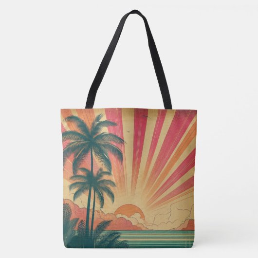 Retro/ tropische/Hawaïaanse zonsondergang Tote Bag (Voorkant)