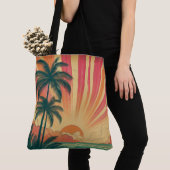 Retro/ tropische/Hawaïaanse zonsondergang Tote Bag (Dichtbij)
