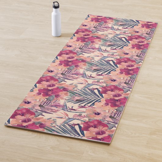 Retro Tropische Hibiscus Winterkoning Pattern Yogamat (In situ)
