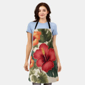 Retro tropische hibiscusbloemen schort (Gedragen)