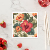 Retro tropische hibiscusbloemen servet (Insitu)