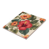 Retro tropische hibiscusbloemen tegeltje (Zijkant)