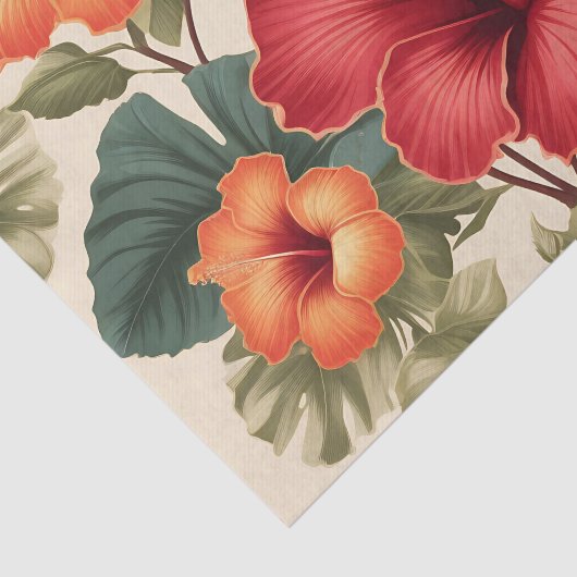Retro tropische hibiscusbloemen tissuepapier (Detail)