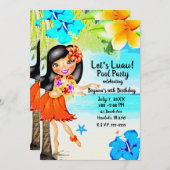 Retro Tropische Hula Meisje Luau Strandfeest Verja Kaart (Voorkant / Achterkant)