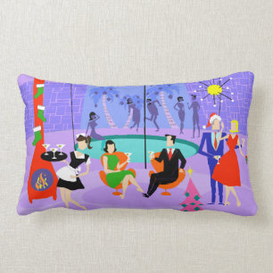 Retro Tropische kerstfeest Lumbar Pillow Kussen
