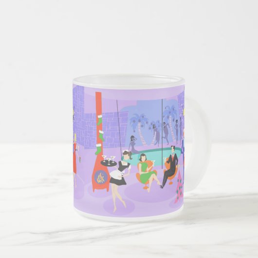 Retro Tropische kerstfeestdag, Mok van glas (Voorkant rechts)