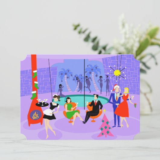 Retro Tropische kerstfeestdagen Kaart (Staand voorkant)