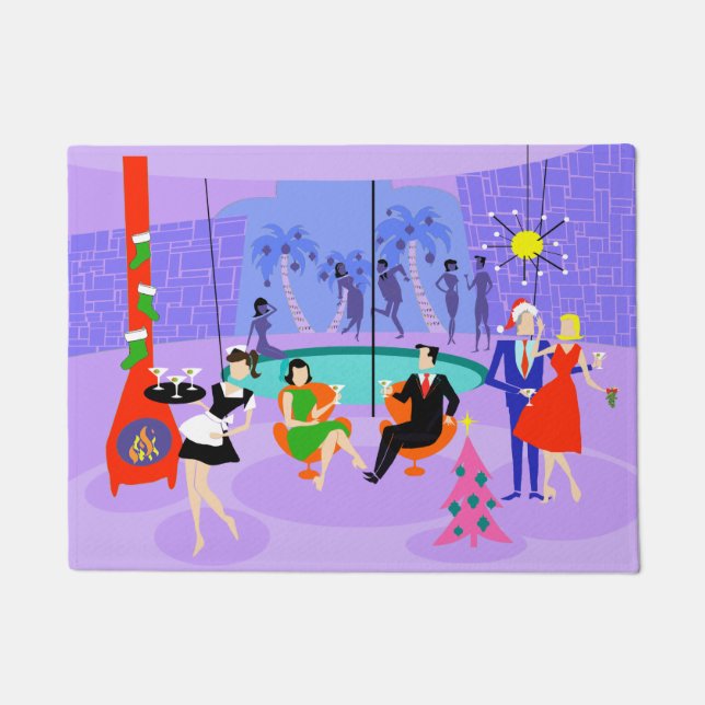 Retro Tropische kerstfeestklep Deurmat (Voorkant)