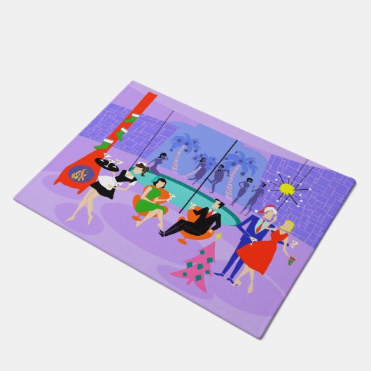 Retro Tropische kerstfeestklep Deurmat (Schuin)