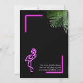 Retro Tropische Neon Roze Flamingo sparen de Datum Kaart (Achterkant)