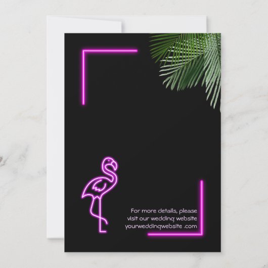 Retro Tropische Neon Roze Flamingo sparen de Datum Kaart (Achterkant)