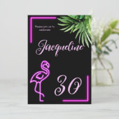 Retro tropische neonroze flamingo 30e verjaardag kaart (Staand voorkant)