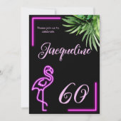 Retro tropische neonroze flamingo 60e verjaardag kaart (Voorkant)