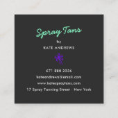 Retro tropische paarse flamingo palmbomen lineart vierkante visitekaartje (Achterkant)