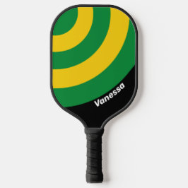 Retro Tropische Palm Cirkel Streep met Naam Pickleball Paddle