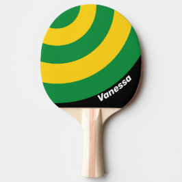 Retro Tropische Palm Cirkel Streep met Naam Tafeltennisbatje