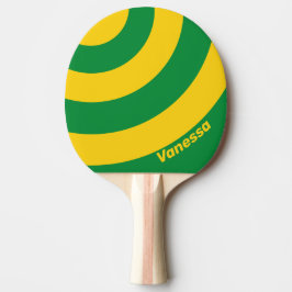 Retro Tropische Palm Drie Cirkel Streep met Naam Tafeltennisbatje