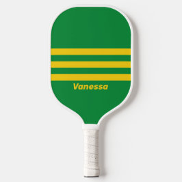 Retro Tropische Palm Drie Dwars Strepen metNaam Pickleball Paddle