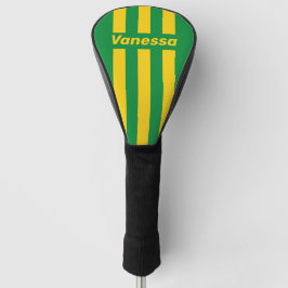 Retro Tropische Palm Drie Pin Strepen met Naam Golfheadcover