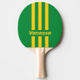 Retro Tropische Palm Drie Pin Strepen met Naam Tafeltennisbatje