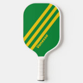 Retro Tropische Palm Drie Strepen met Naam Pickleball Paddle (Achterkant)