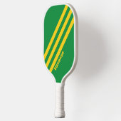 Retro Tropische Palm Drie Strepen met Naam Pickleball Paddle (Links)