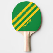 Retro Tropische Palm Drie Strepen met Naam Tafeltennisbatje (Voorkant)