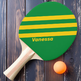 Retro Tropische Palm Drie Strepen met Naam Tafeltennisbatje